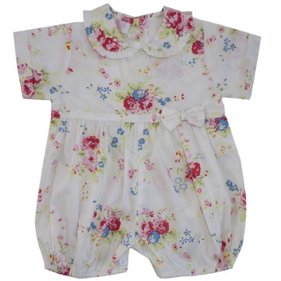 White Floral Baby Girls Romper Suit